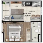Planta tipo 7 - 25,,03m² SITE